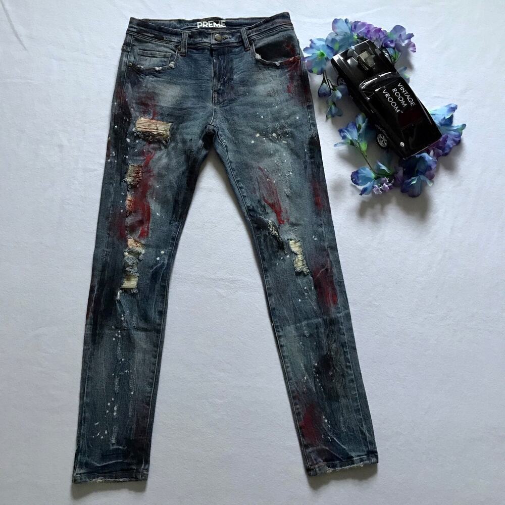 Preme NWOT Medium Wash Skinny Jeans Men W32 - Picture 2 of 10